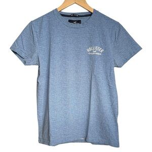 Hollister California Embroidered Logo Tee Shirt Men’s Size XS Light Blue Cotton